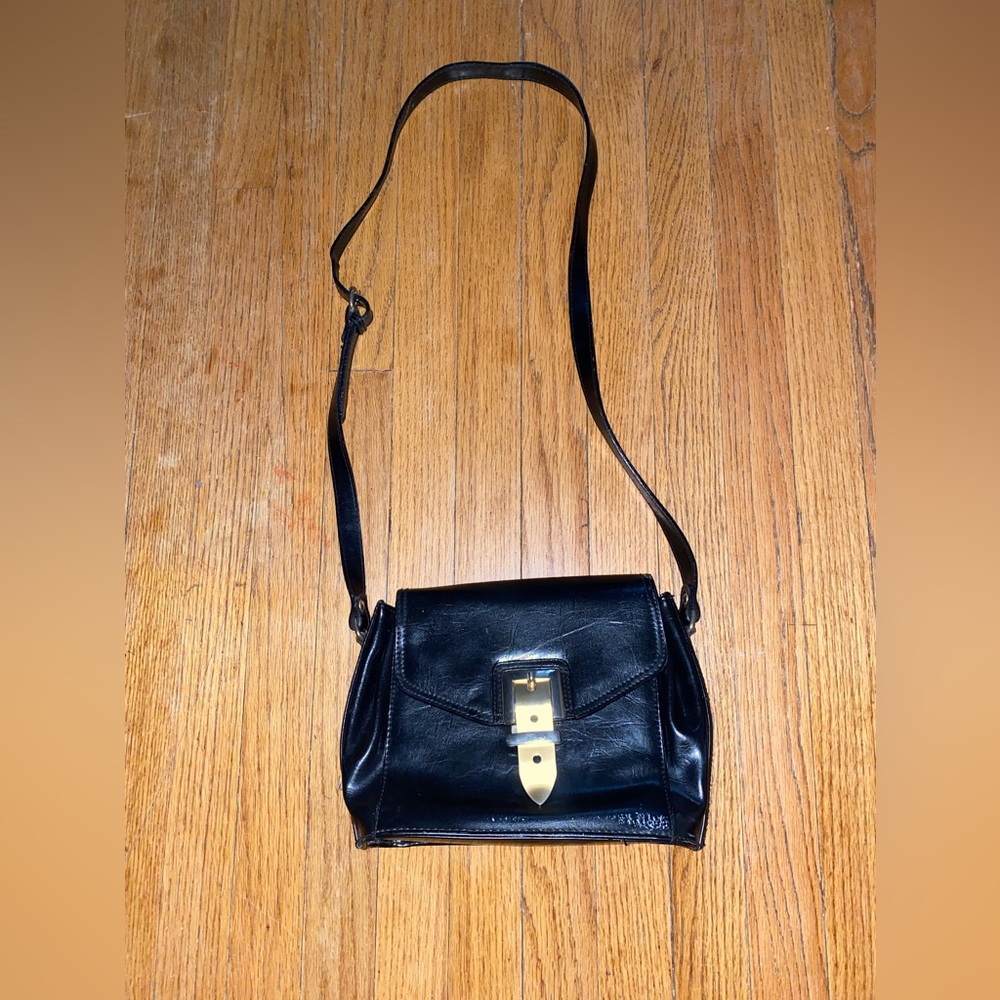 Vintage Monet Leather Structured Crossbody Bag
